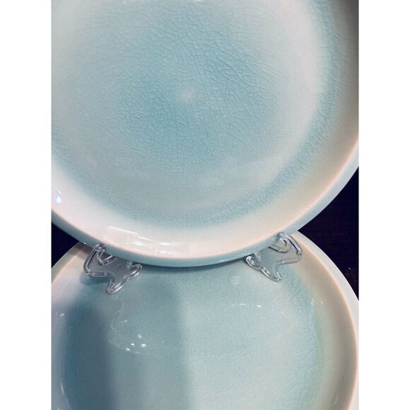 Set of 2 Jars France Williams-Sonoma Blue Crackle Glaze Ceramic Dinner Plates 11 - Picture 3 of 7